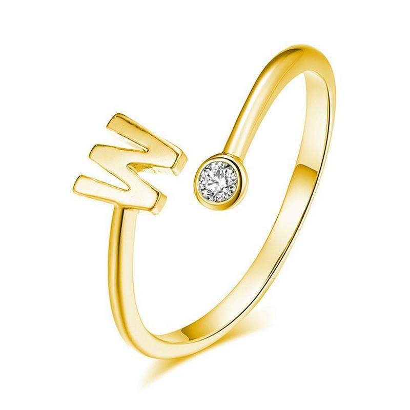 Anillo Chapado en Oro con Letra de Plata S925 para Mujeres