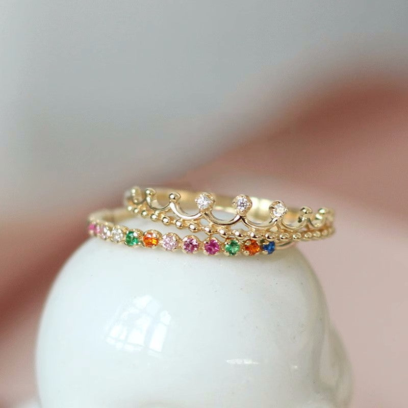 👑 Anillo Corona de Plata de Ley ✨