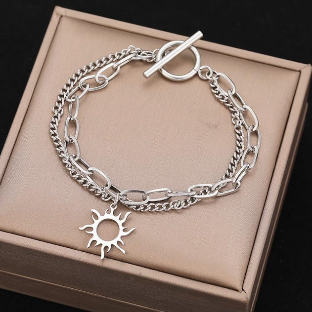 Pulsera de Cadena con Moneda del Amor en Plata de Ley 925