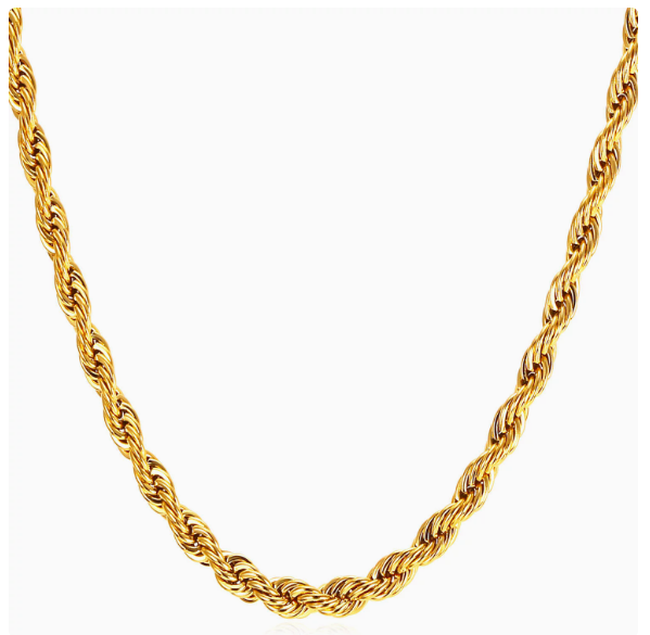 Collar de cadena giratoria de acero inoxidable chapado en oro 18K de moda