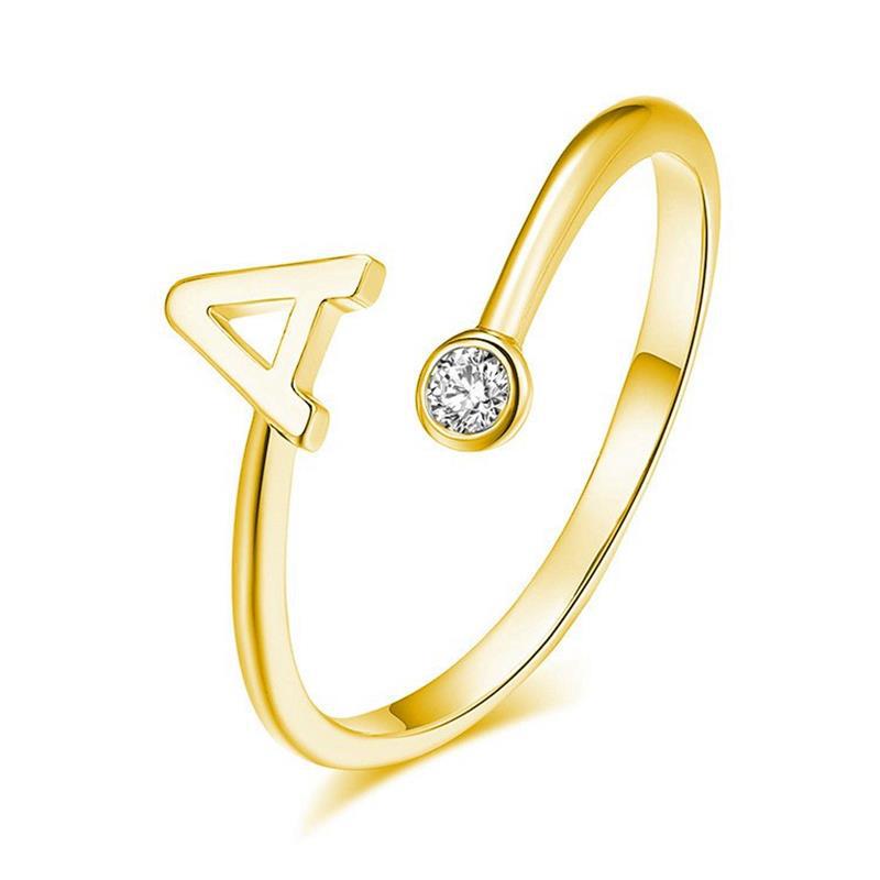 Anillo Chapado en Oro con Letra de Plata S925 para Mujeres