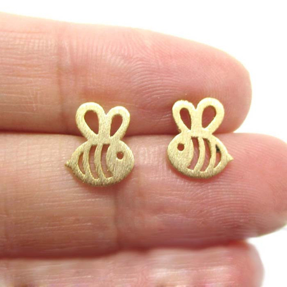 Aretes de Aleación Huecos en Forma de Abeja con Diseño de Insecto