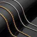 Collar de cadena giratoria de acero inoxidable chapado en oro 18K de moda