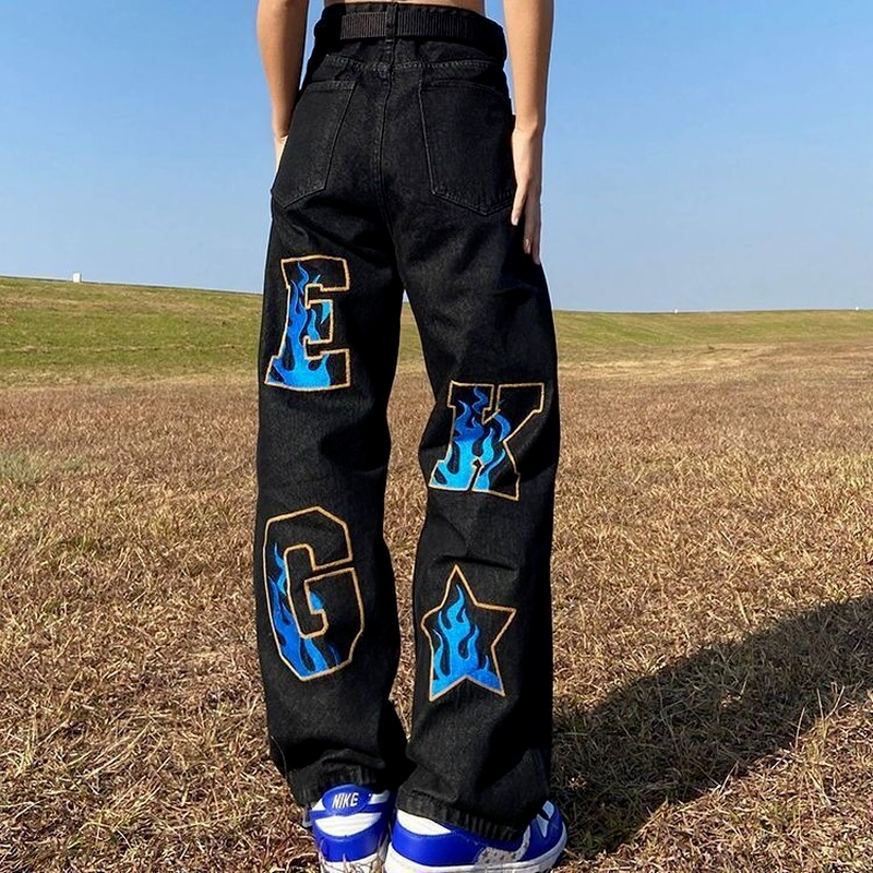 Jeans Anchos de Pierna Amplia Estilo Hip-Hop Americano Retro para Hombres