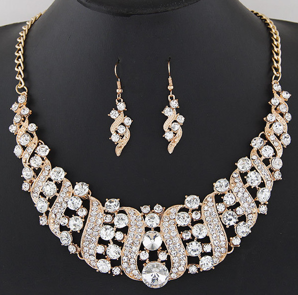 Conjunto de Collar y Pendientes con Cristales para Mujer