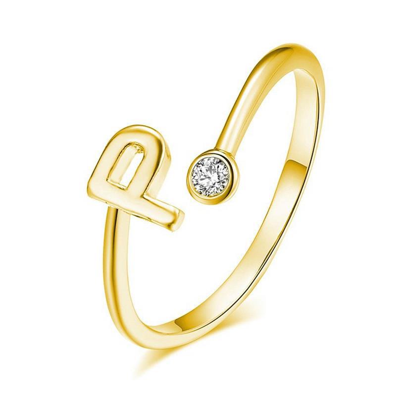 Anillo Chapado en Oro con Letra de Plata S925 para Mujeres