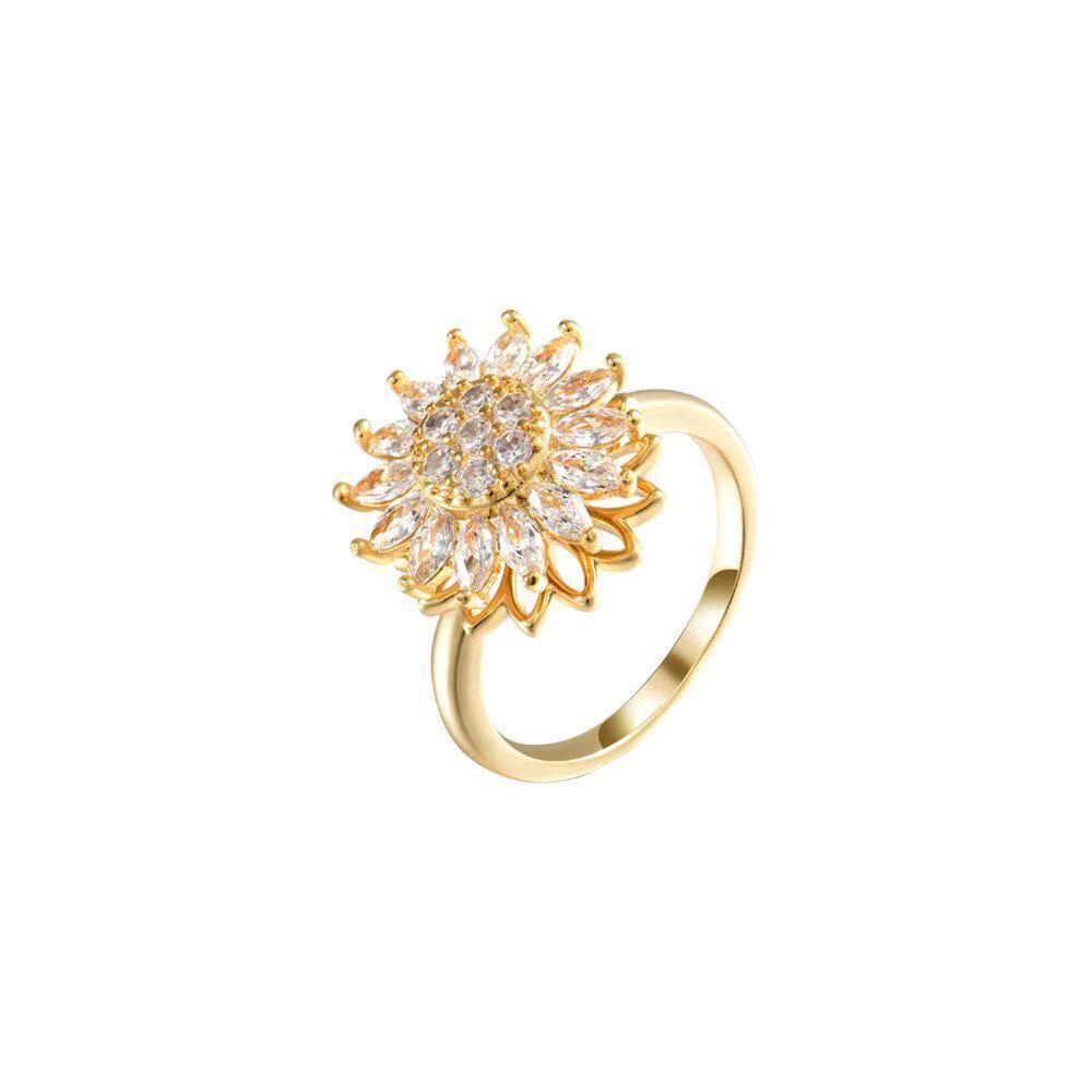 Anillo Giratorio de Girasol para Alivio de la Ansiedad (Mujeres)