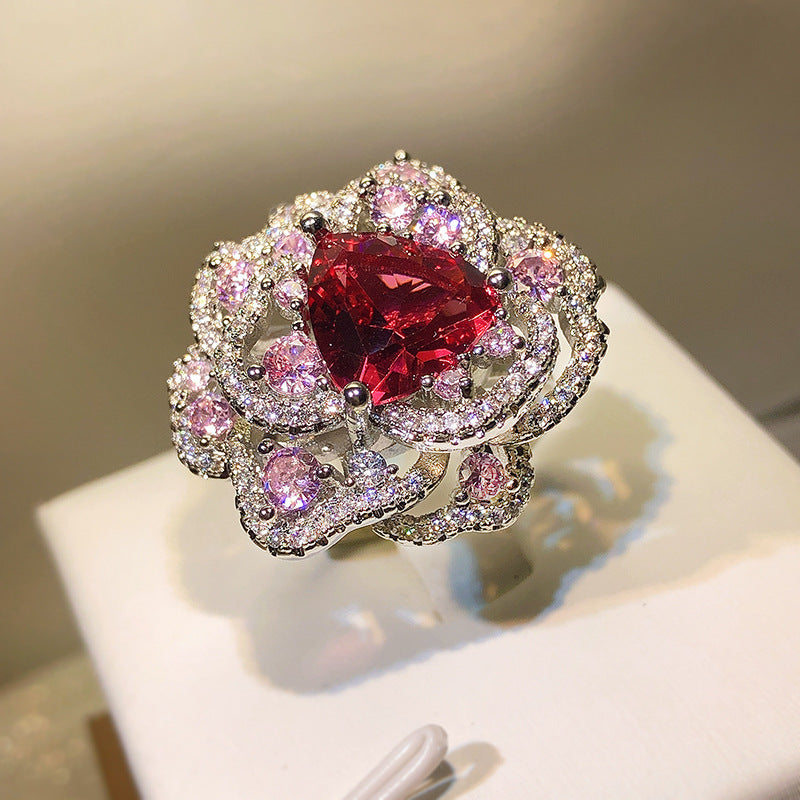 Anillo de Corte de Flor de Hielo en Color de Diamante de Alta Tecnología para Mujer - joyería para mujer | Todo en tu casa
