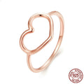 Anillos de Corazón Hueco de Plata Esterlina para Mujeres