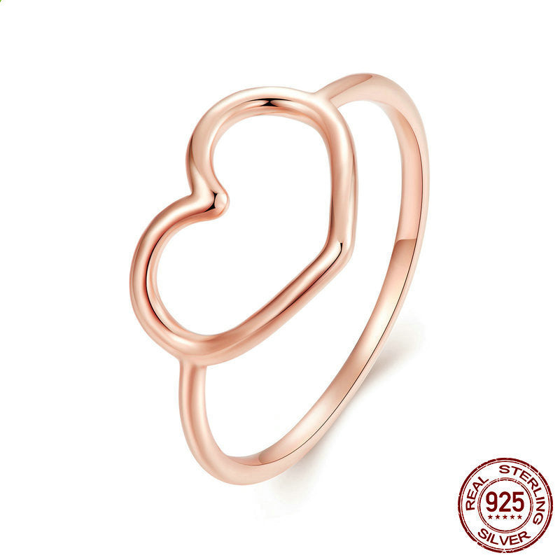 Anillos de Corazón Hueco de Plata Esterlina para Mujeres