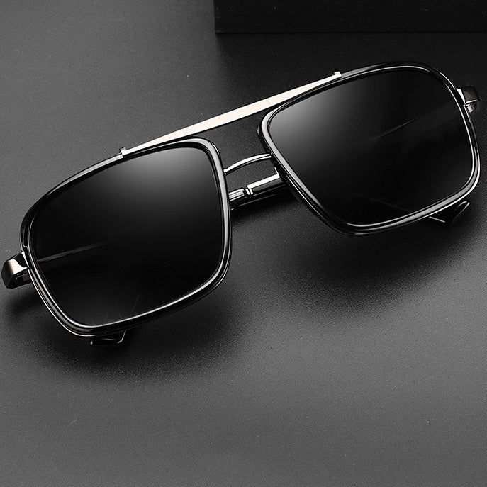 Gafas de Sol Rectangulares Polarizadas Estilo Steampunk Vintage para Hombres