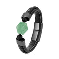 Pulsera de Ágata Natural con Acero Inoxidable y Cordón de Cuero