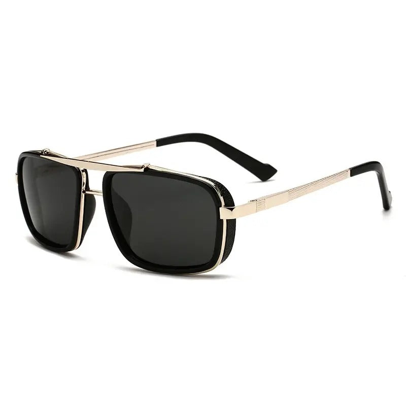 Gafas de Sol Rectangulares Polarizadas Estilo Steampunk Vintage para Hombres