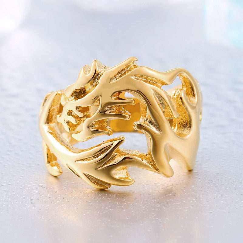 Anillo Abierto de Acero Inoxidable con Forma de Dragón para Hombre