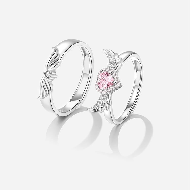 Anillos de Pareja Alas de Ángel en Plata de Ley