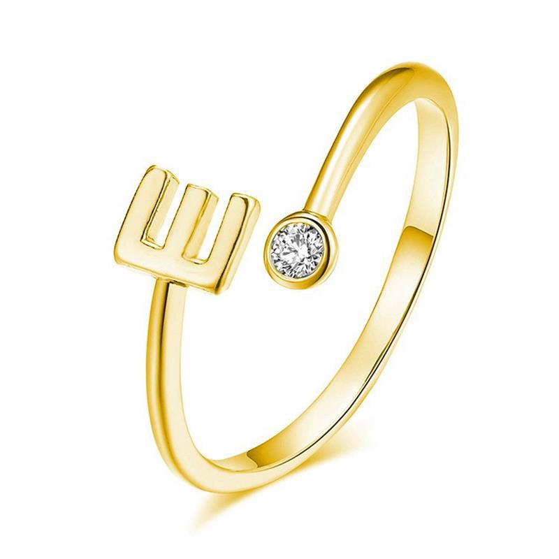 Anillo Chapado en Oro con Letra de Plata S925 para Mujeres