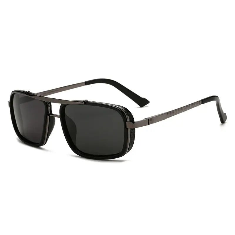 Gafas de Sol Rectangulares Polarizadas Estilo Steampunk Vintage para Hombres