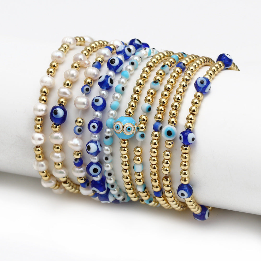 Conjunto de Pulseras con Cuentas de Ojo para Mujer