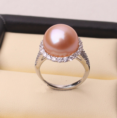Anillo de Perla de Agua Dulce Natural para Mujeres, Plata S925