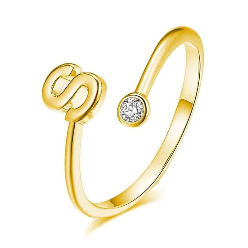 Anillo Chapado en Oro con Letra de Plata S925 para Mujeres