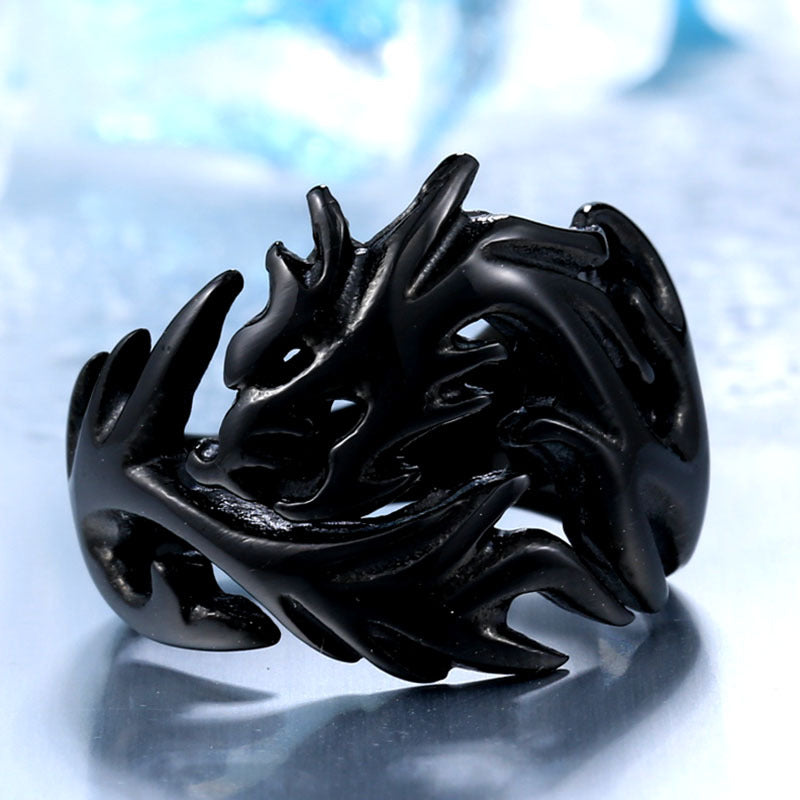 Anillo Abierto de Acero Inoxidable con Forma de Dragón para Hombre