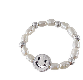 😊 Anillo Elástico de Plata de Ley Carita Sonriente ✨