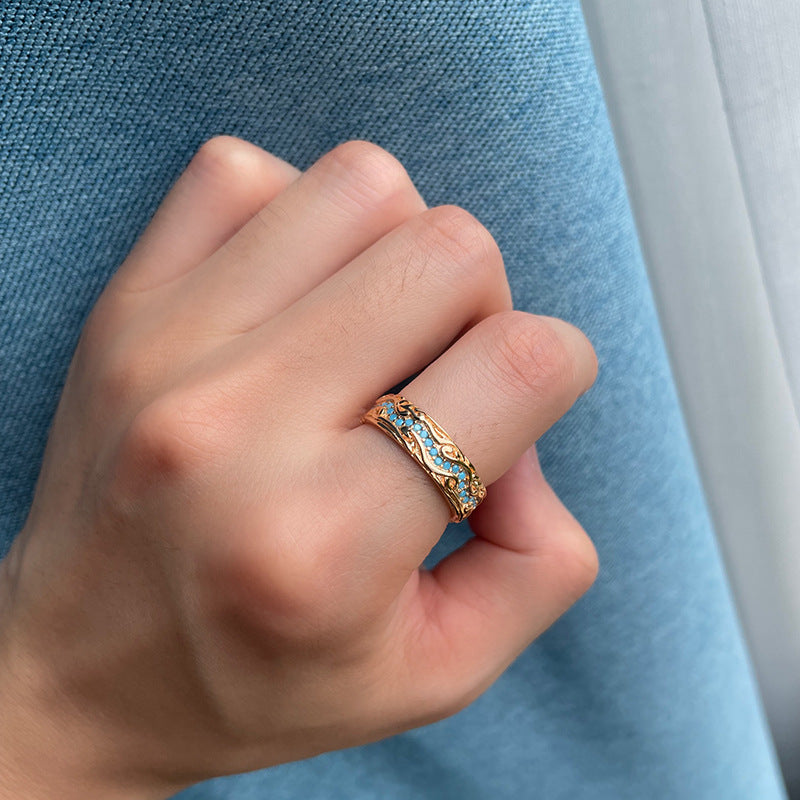 👑 Anillo Retro Zafiro Nicho ✨