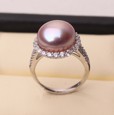 Anillo de Perla de Agua Dulce Natural para Mujeres, Plata S925