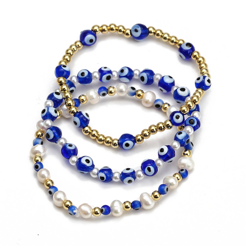 Conjunto de Pulseras con Cuentas de Ojo para Mujer