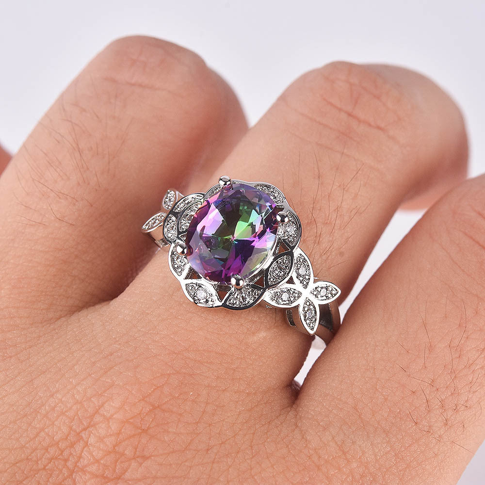 🦋 Anillo Mariposa Hueca de Circonita Arcoíris ✨