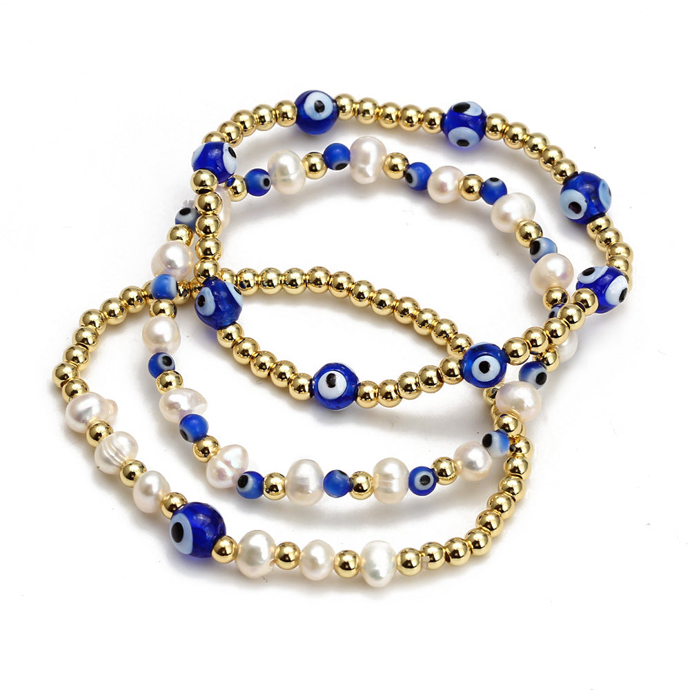 Conjunto de Pulseras con Cuentas de Ojo para Mujer