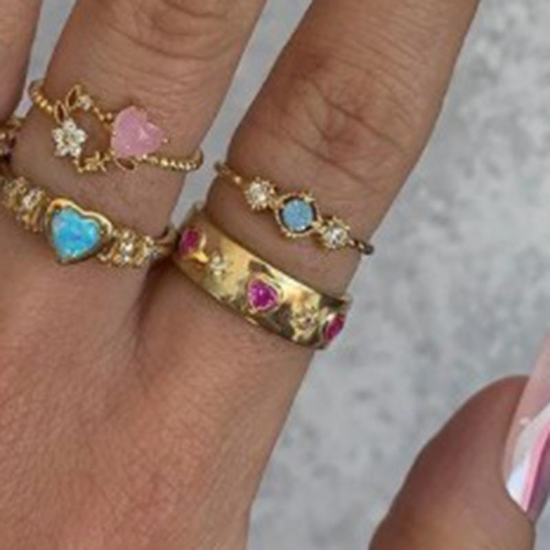 ❤️ Anillo Corazón de Melocotón con Circonita Roja ✨