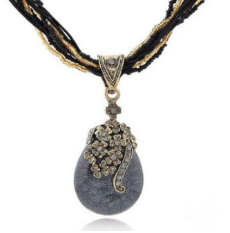 Collar con Colgante Vintage de Estilo Bohemio con Diseño de Pavo Real