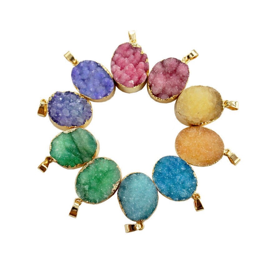 Collar con Colgante de Racimo de Cristales de Piedra Natural