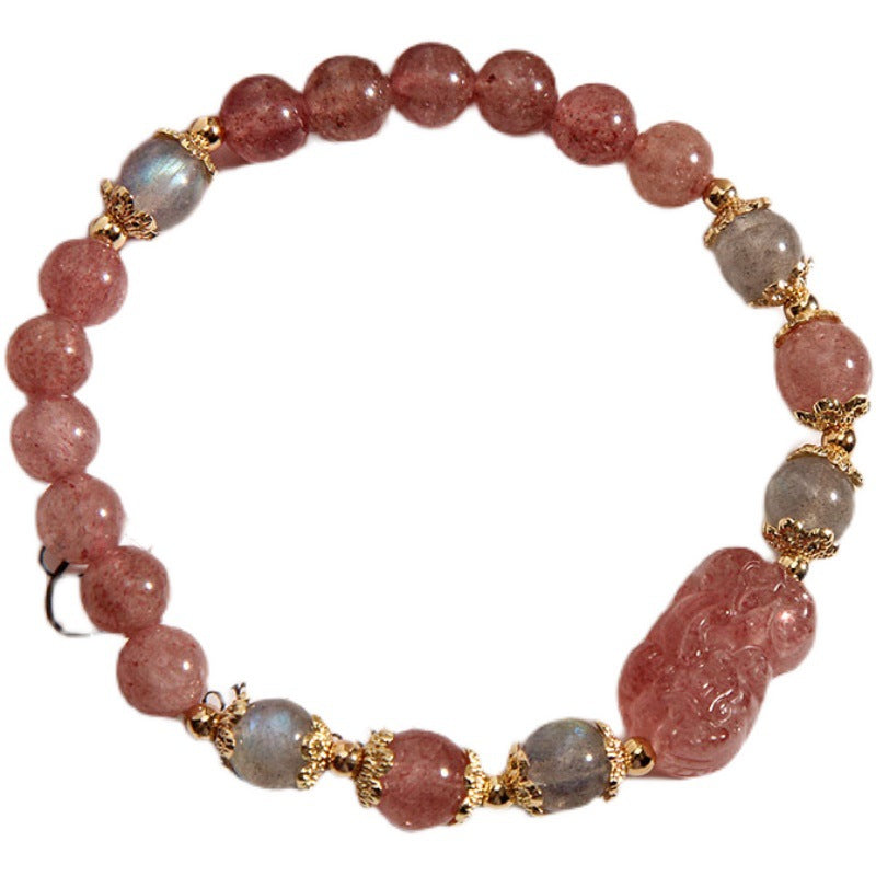 🍓 Pulsera Natural de Cristal Fresa ✨
