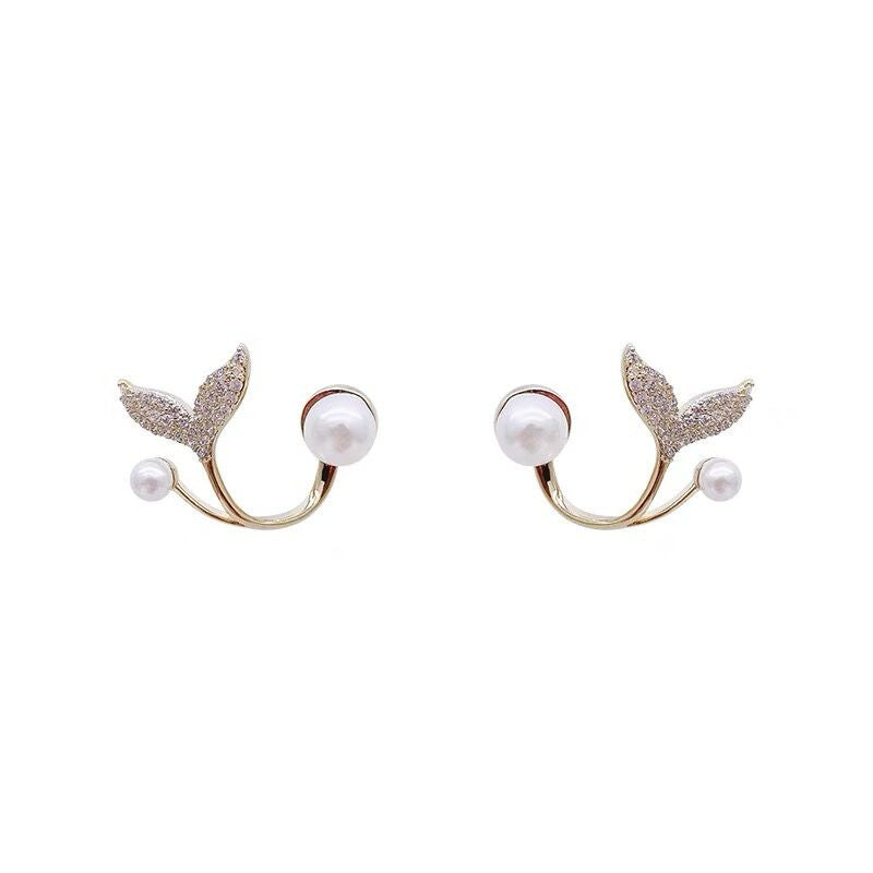 Pendientes de Perla y Cola de Sirena de Circonio para el Ocio Femenino