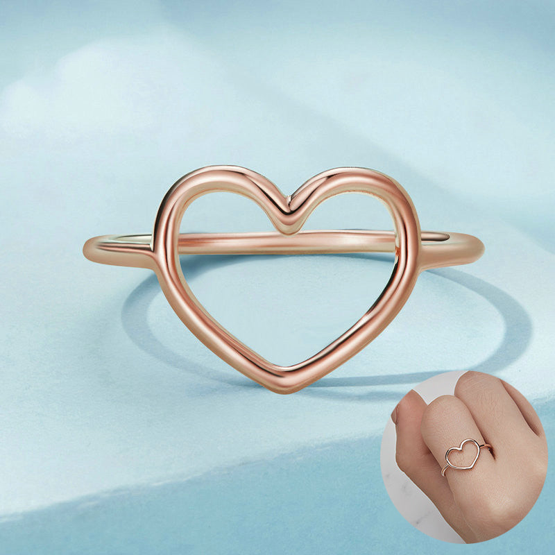 Anillos de Corazón Hueco de Plata Esterlina para Mujeres