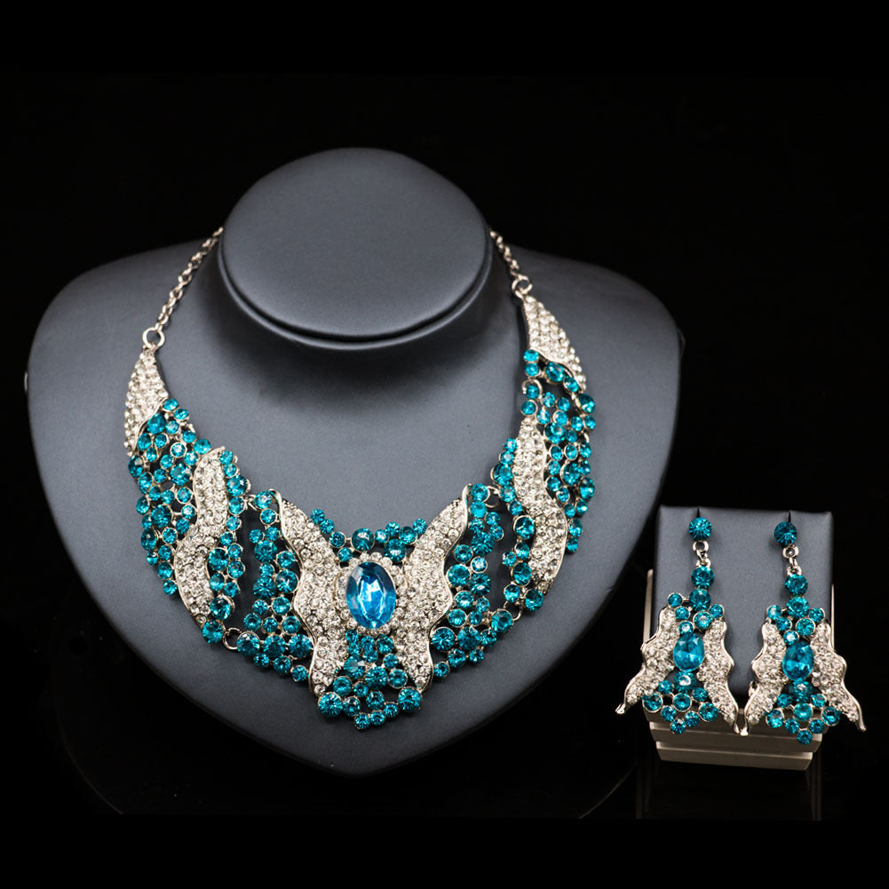 Conjunto de Collar y Pendientes con Cristales para Mujer