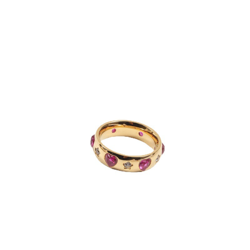 ❤️ Anillo Corazón de Melocotón con Circonita Roja ✨
