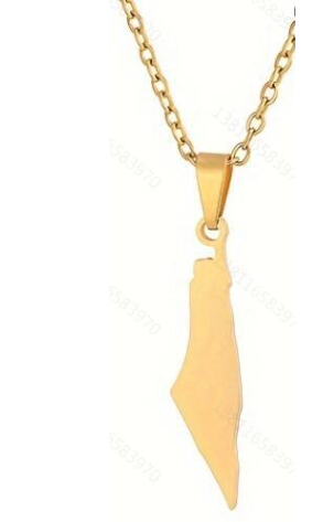 Collar con Colgante del Mapa de Israel y Palestina en Acero Inoxidable (Uno)