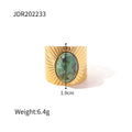 💚 Anillo Retro Ovalado de Cara Ancha con Turquesa Africana ✨
