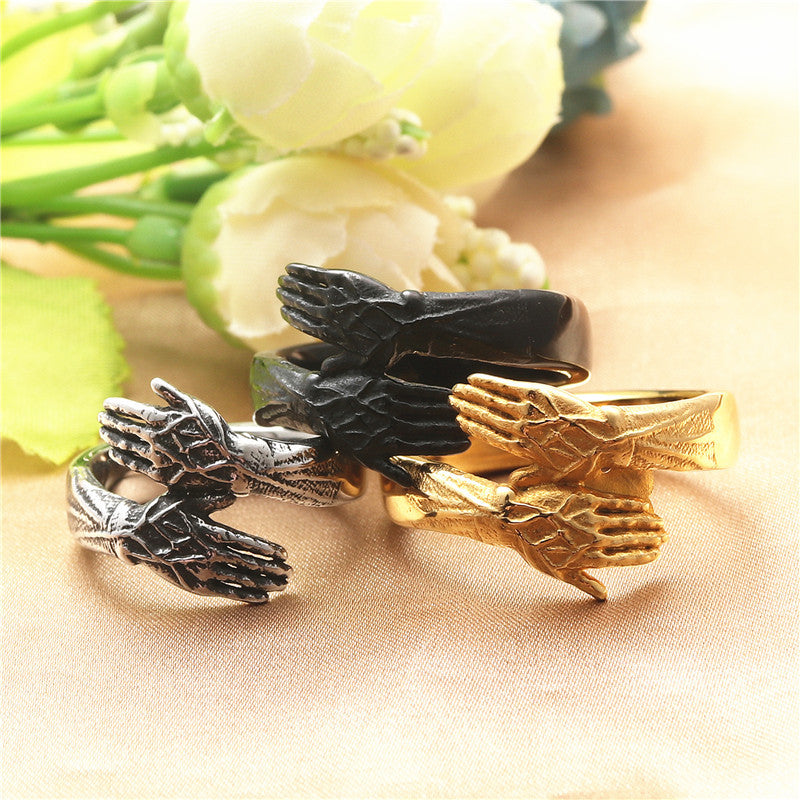 Anillo de Mano de Acero de Titanio Retro Punk para Hombres