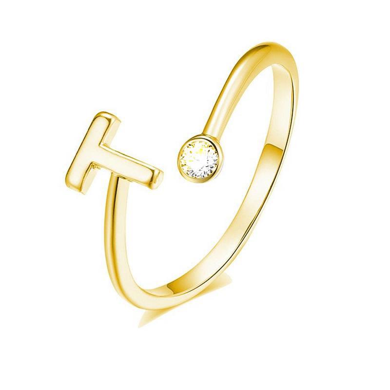 Anillo Chapado en Oro con Letra de Plata S925 para Mujeres