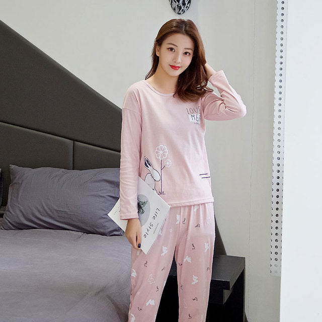 Conjunto de Pijama de Manga Larga para Mujer en Diseño Lindo