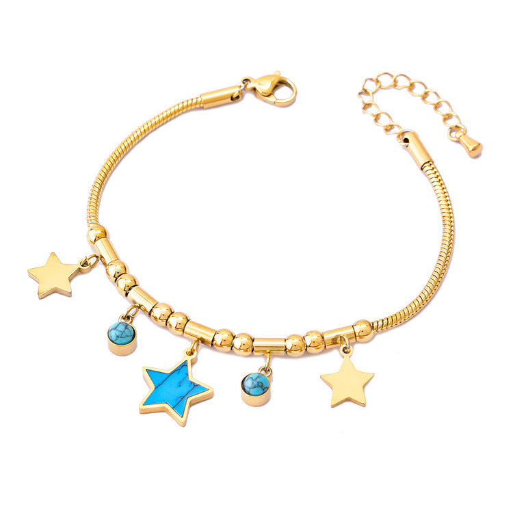 Pulsera de Hueso de Serpiente Geométrica Colorida con Oso y Dijes