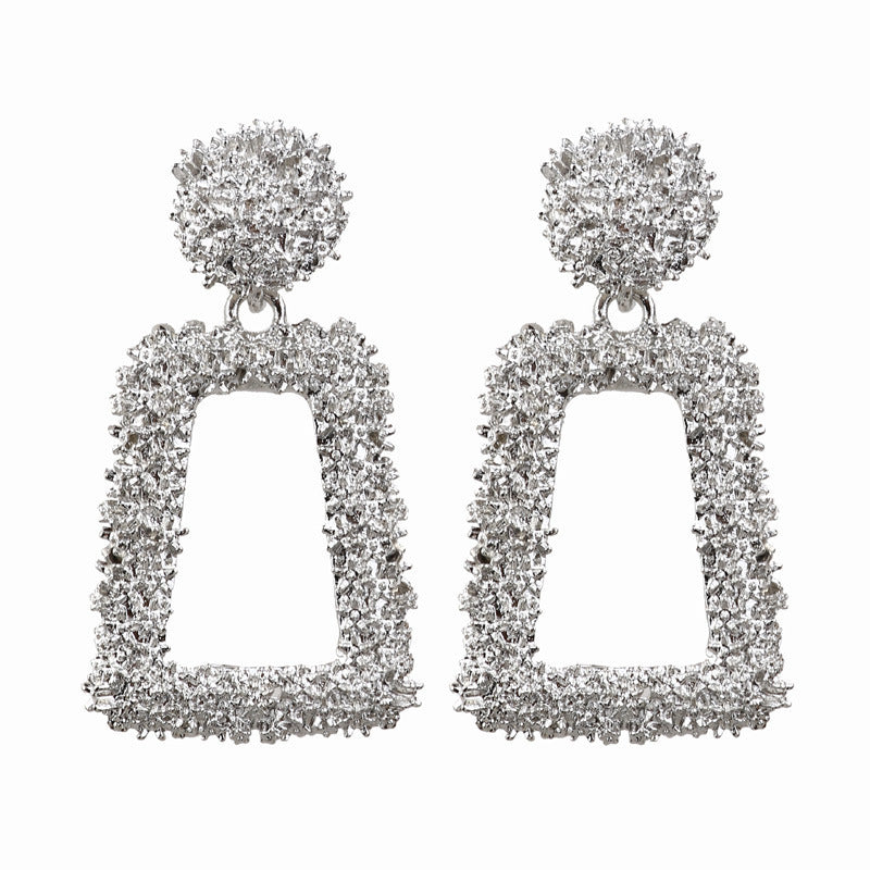 Aretes Metálicos Trapezoidales Exagerados para Mujeres