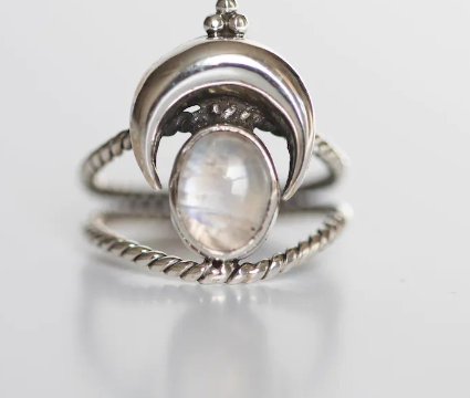 🌙 Anillo Boho Retro Creativo Piedra Luna ✨