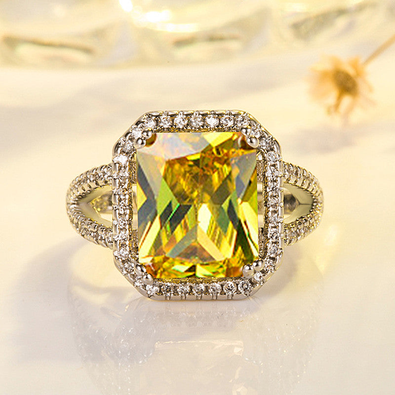 Anillo de Cristal Amor de Corazón Oceánico para Mujeres