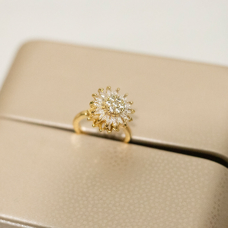 Anillo Giratorio de Girasol para Alivio de la Ansiedad (Mujeres)