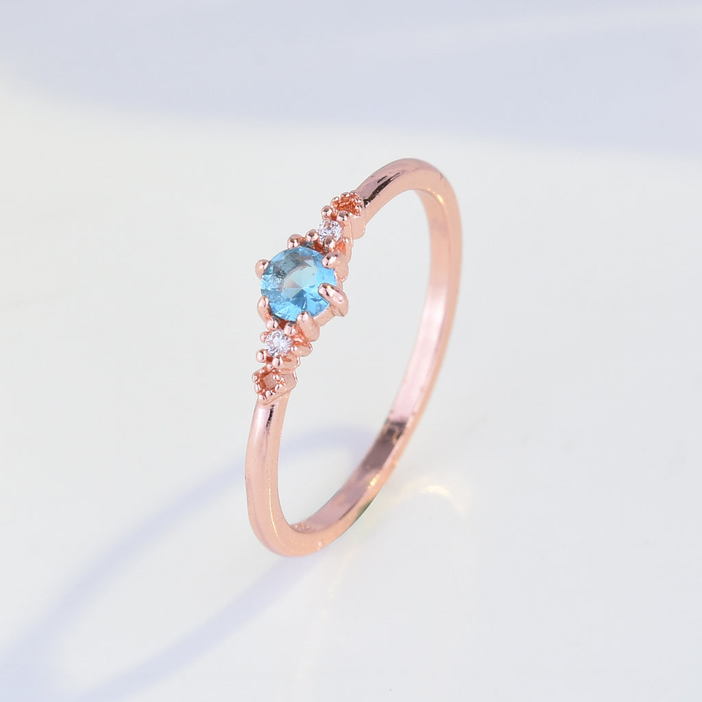 Anillo de Mujer Bañado en Platino 18k con Imitación de Aguamarina
